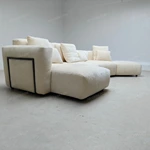 Modern Curved Modular Sectional Sofa with Premium Chenille Fabric & Matte Black Metal Accents